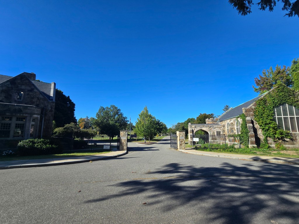 Main gate of Mount Hope Cemetery on Walk Hill Street