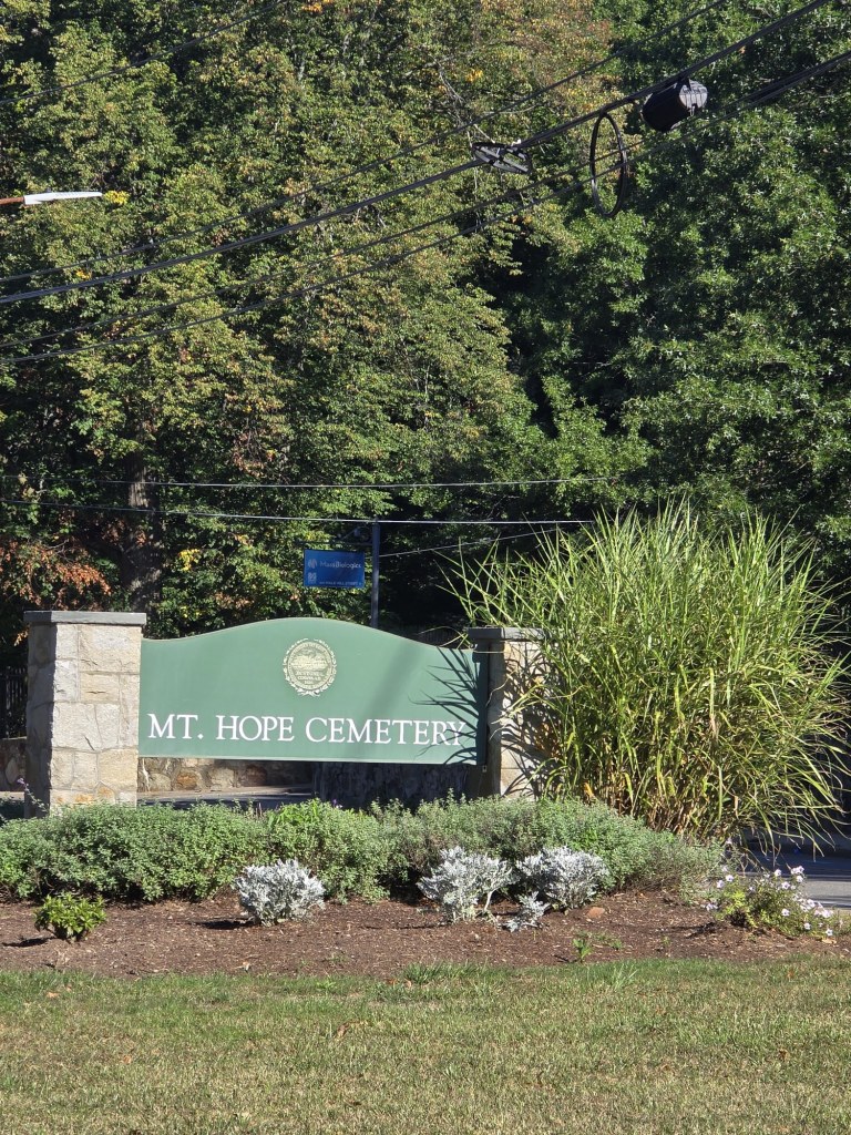 Mt. Hope Cemetery sign on Walk Hill Street